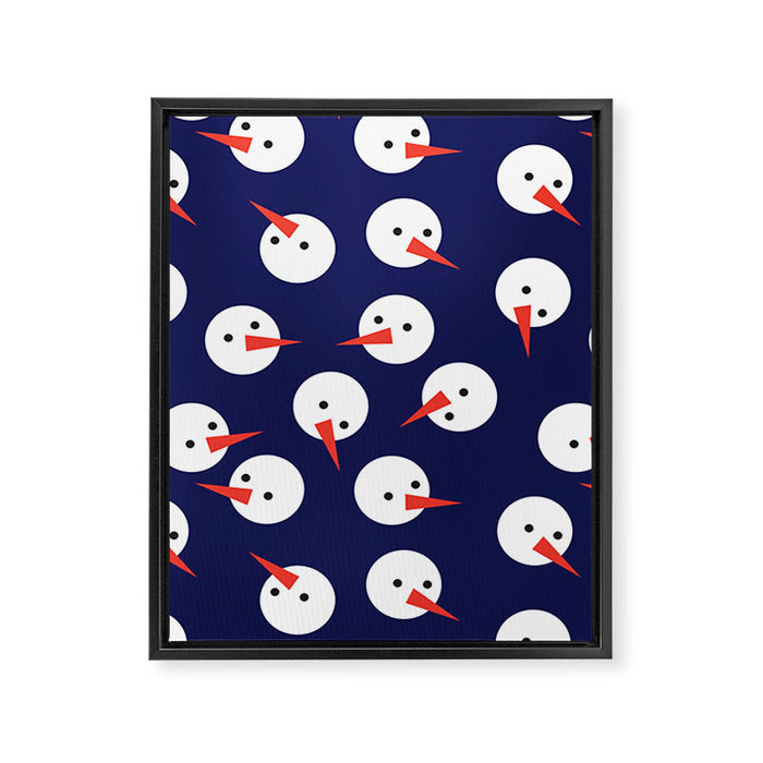 Snowmen pattern on dark Framed Canvas Print Gallery Image 1