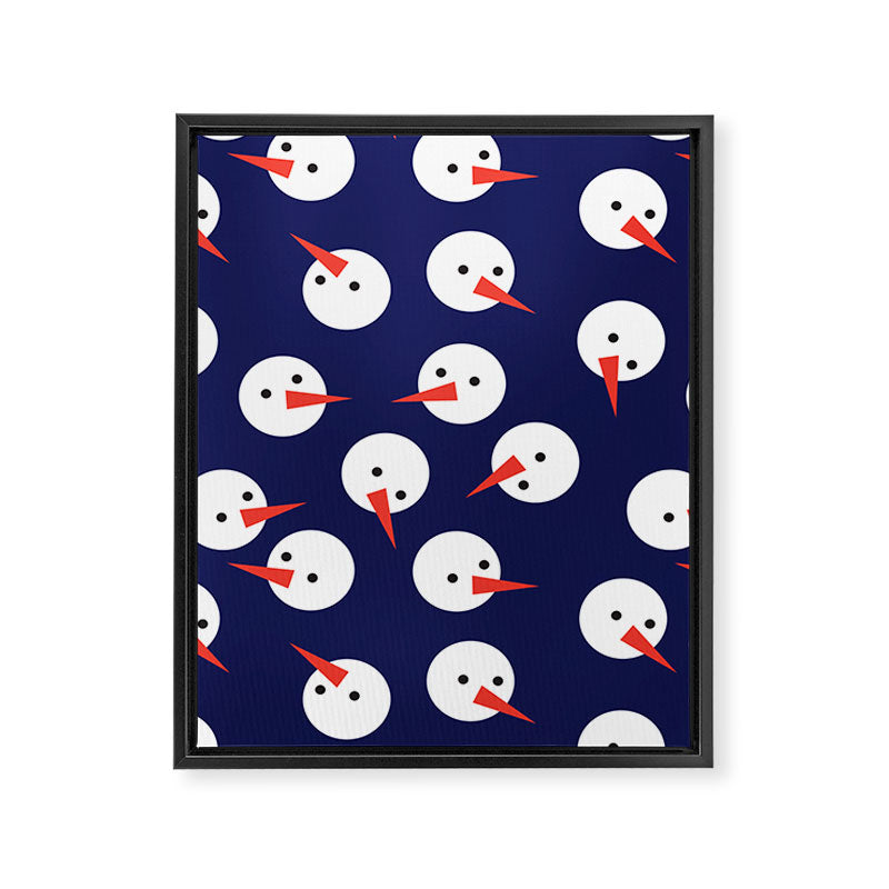 Snowmen pattern on dark Framed Canvas Print Gallery Image 8