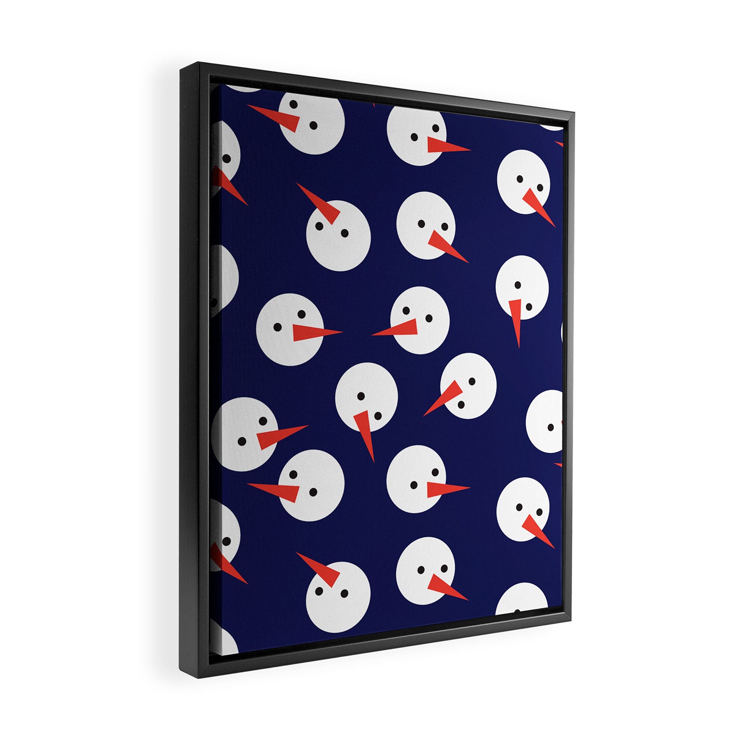 Snowmen pattern on dark Framed Canvas Print Gallery Image 2