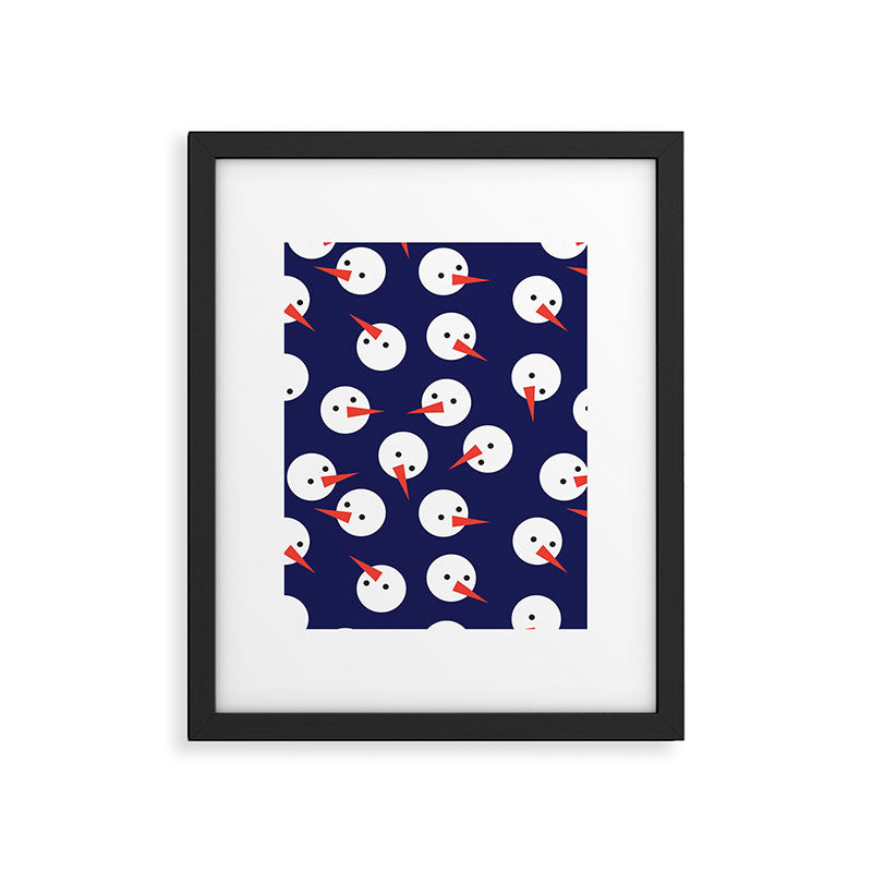 Snowmen pattern on dark Framed Art Print Gallery Image 6