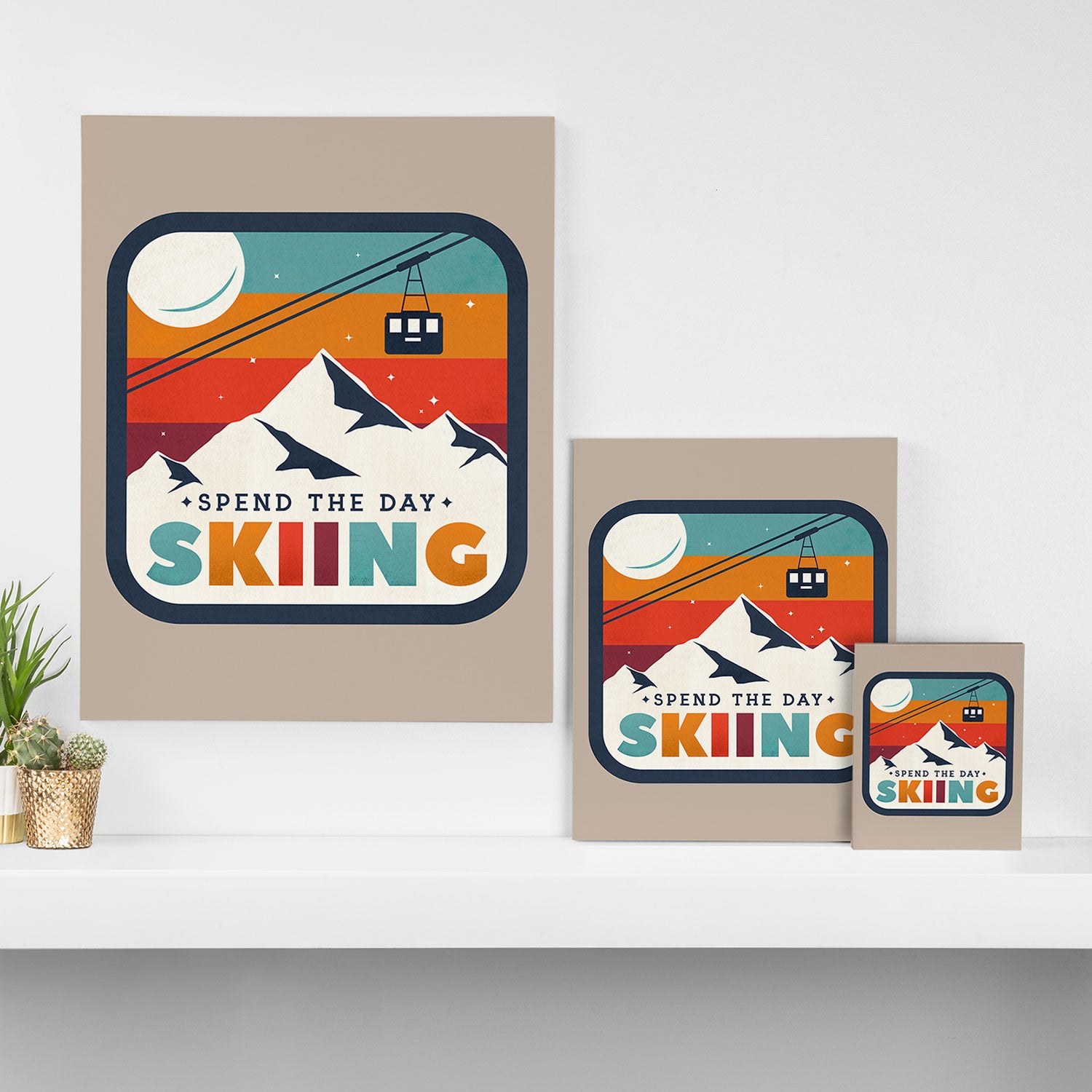 Spend The Day Skiing-Ski Badge Canvas Print Gallery Image 3