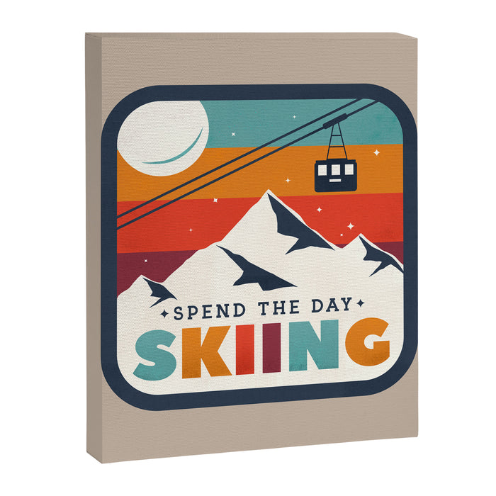 Spend The Day Skiing-Ski Badge Canvas Print Gallery Image 1