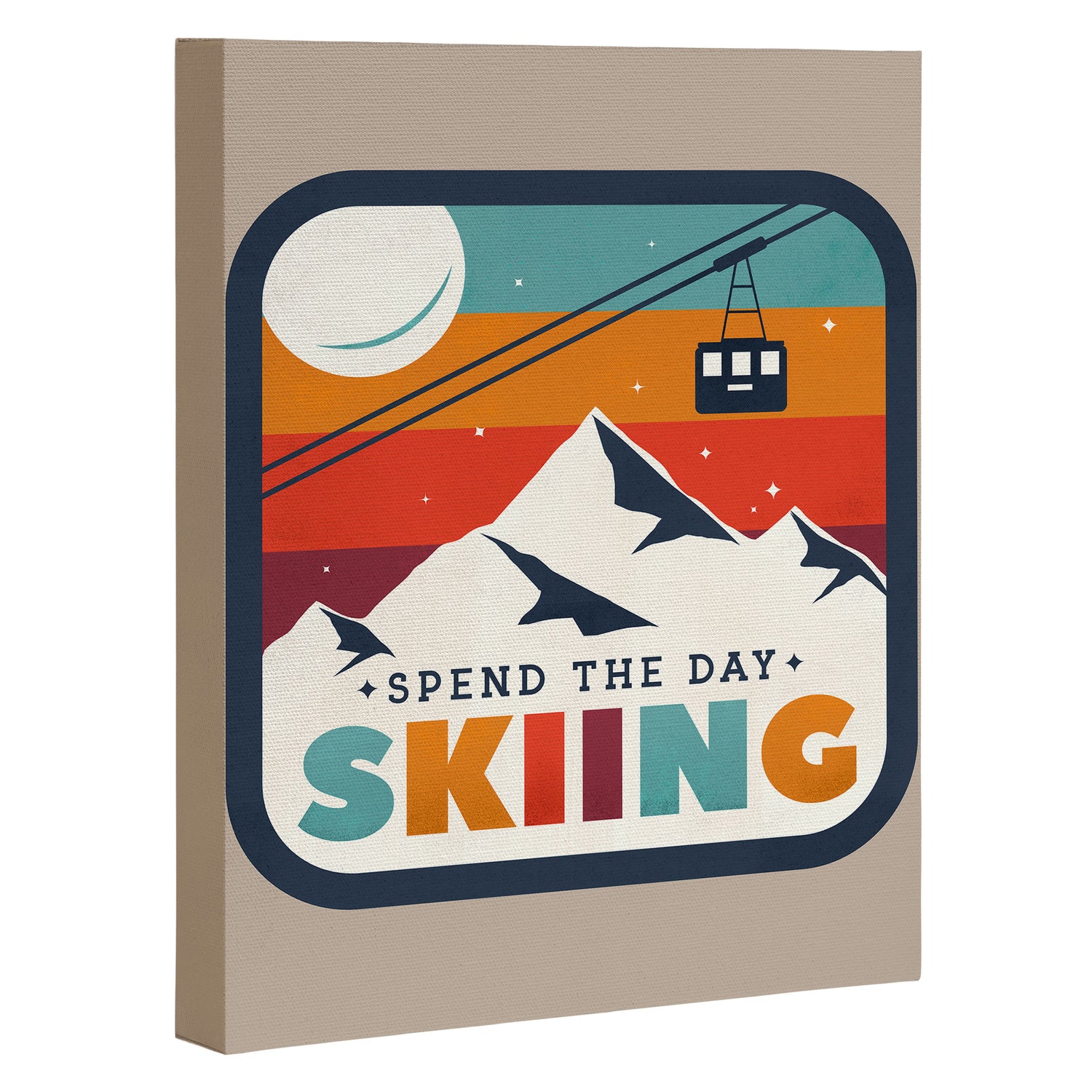 Spend The Day Skiing-Ski Badge Canvas Print Gallery Image 3