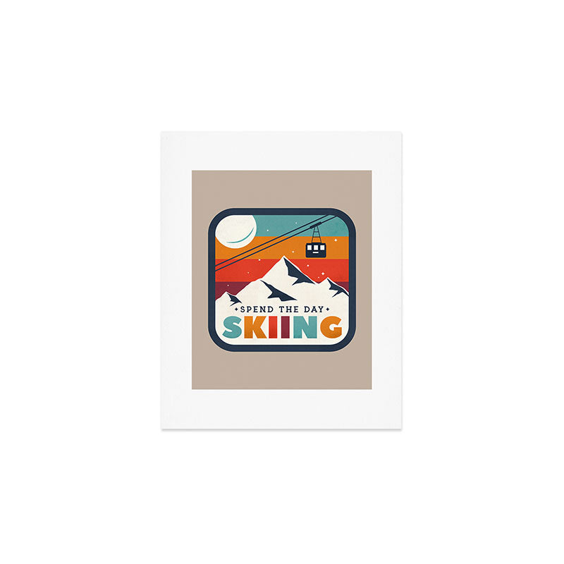 Spend The Day Skiing-Ski Badge Art Print Gallery Image 1