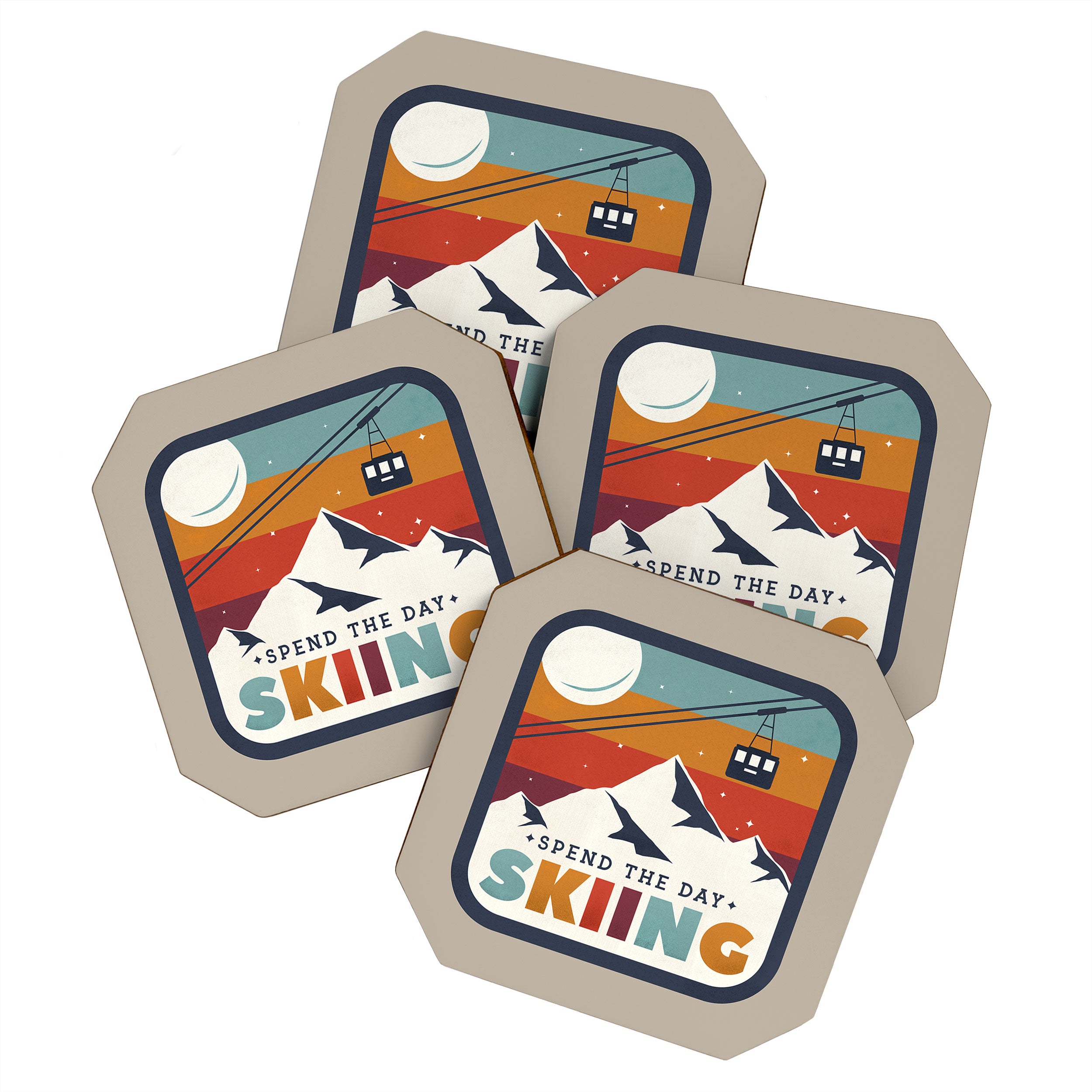Spend The Day Skiing-Ski Badge Coaster Gallery Image 1