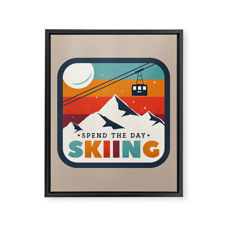 Spend The Day Skiing-Ski Badge Framed Canvas Print Gallery Image 8