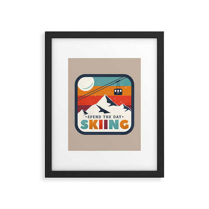 Spend The Day Skiing-Ski Badge Framed Art Print Gallery Image 1