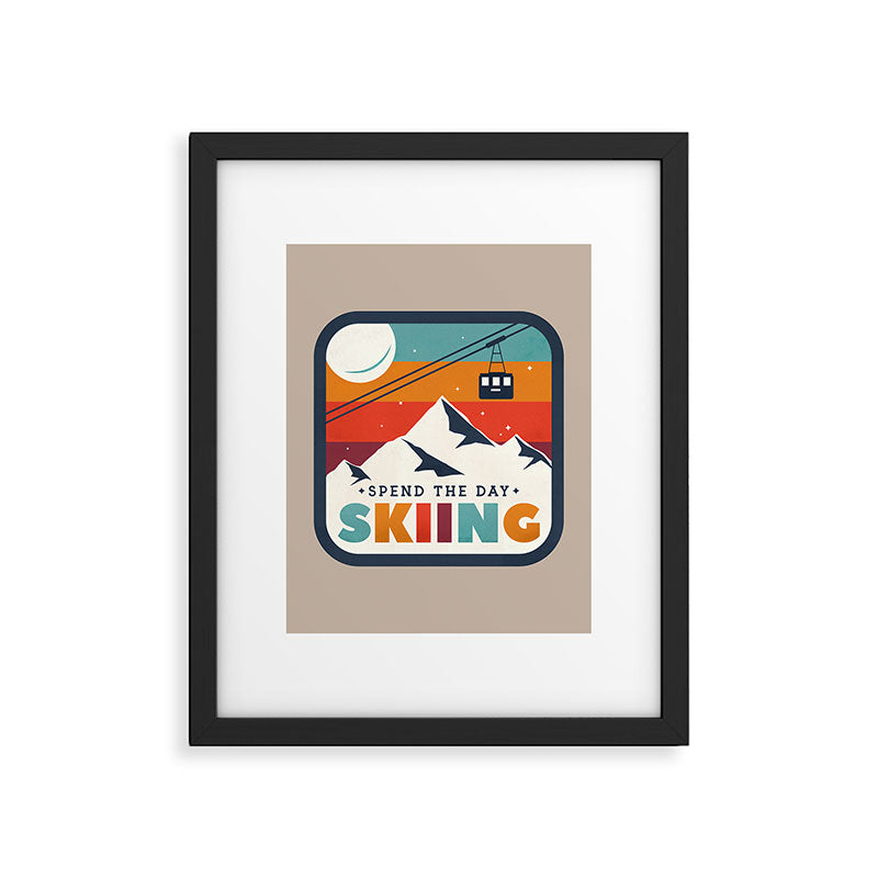 Spend The Day Skiing-Ski Badge Framed Art Print Gallery Image 4