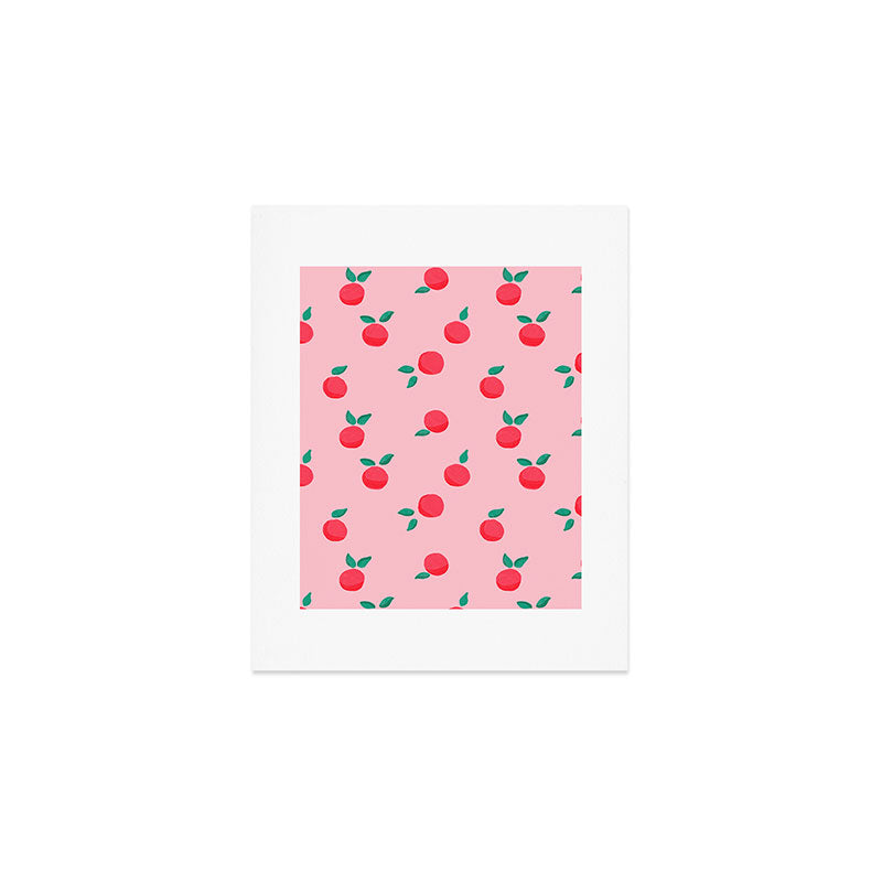 Summer Pink Peaches Pattern Art Print Gallery Image 1