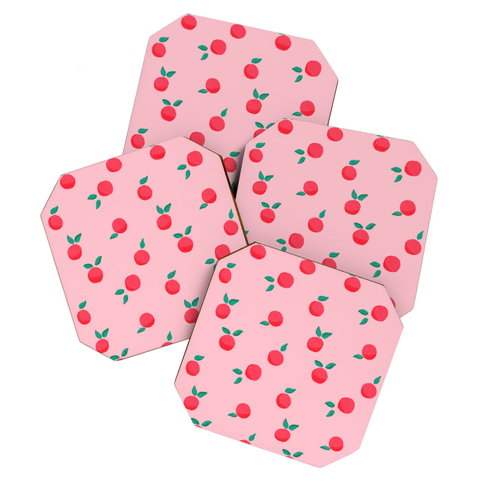 Summer Pink Peaches Pattern Coaster Gallery Image 1