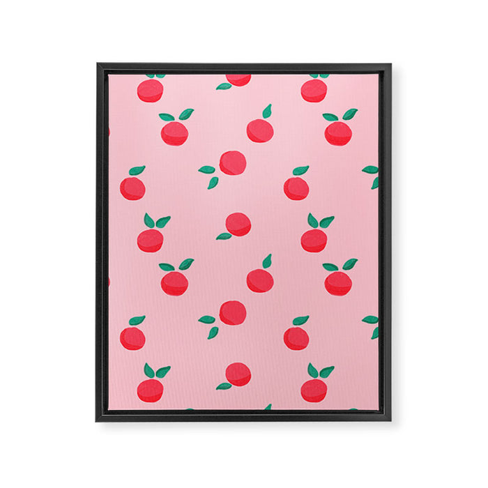 Summer Pink Peaches Pattern Framed Canvas Print Gallery Image 1