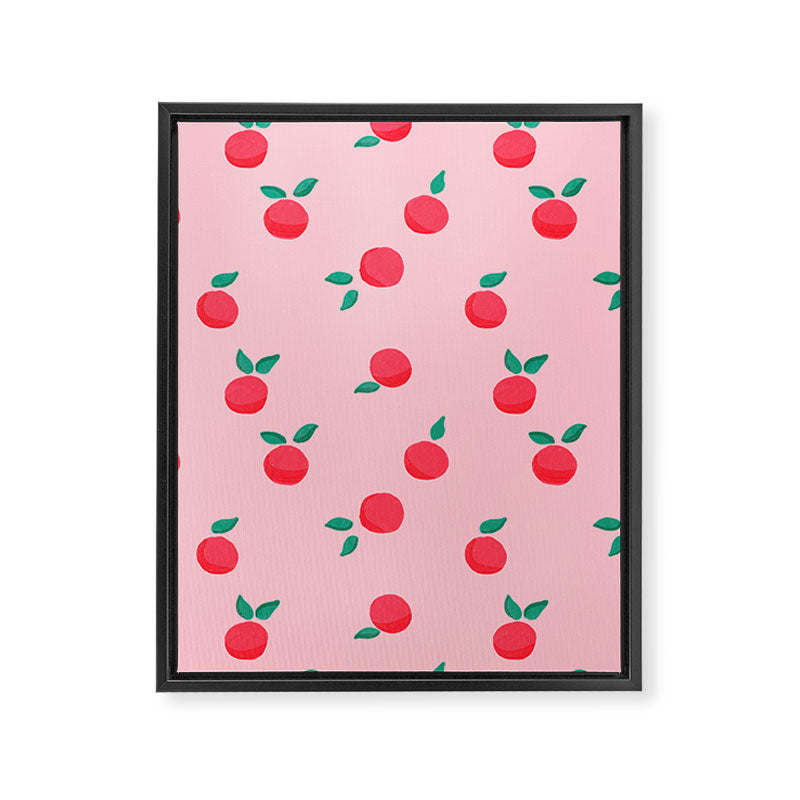 Summer Pink Peaches Pattern Framed Canvas Print Gallery Image 8