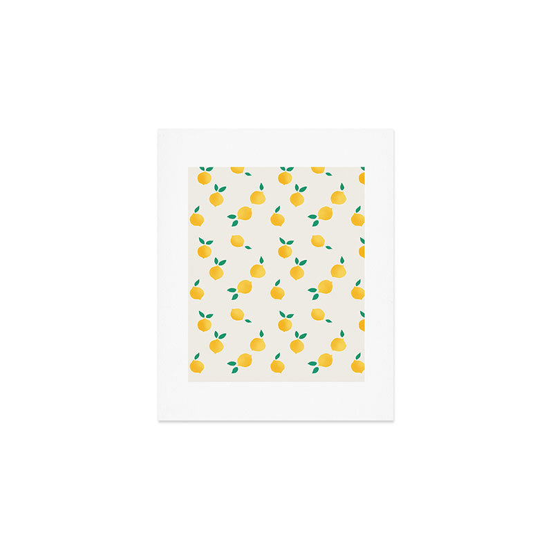 Sunny Mediterranean Lemon Pattern  Summer Coastal Vibes Art Print Gallery Image 1