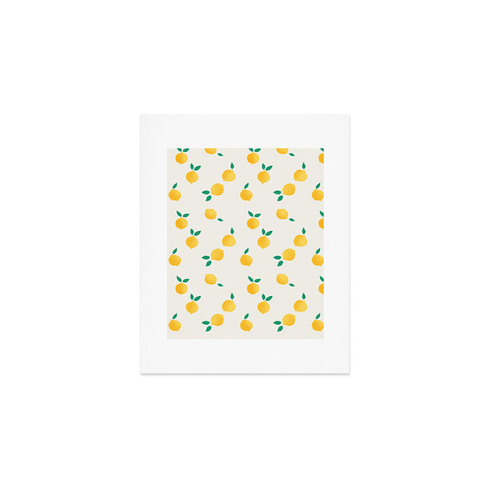 Sunny Mediterranean Lemon Pattern  Summer Coastal Vibes Art Print Gallery Image 1