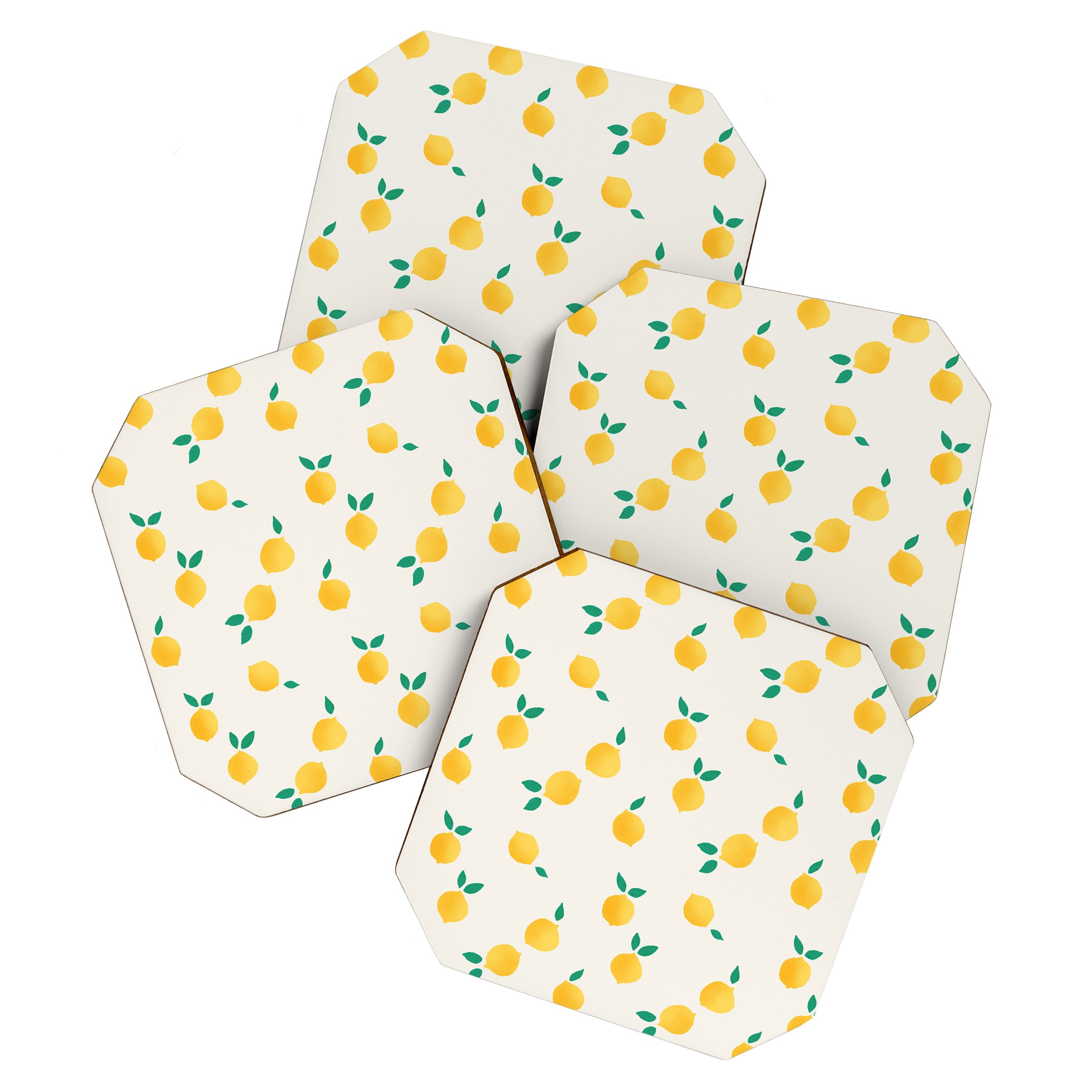 Sunny Mediterranean Lemon Pattern  Summer Coastal Vibes Coaster Gallery Image 1