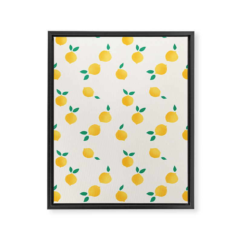 Sunny Mediterranean Lemon Pattern  Summer Coastal Vibes Framed Canvas Print Gallery Image 8