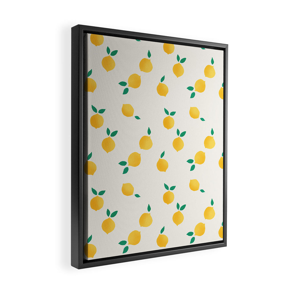 Sunny Mediterranean Lemon Pattern  Summer Coastal Vibes Framed Canvas Print Gallery Image 2