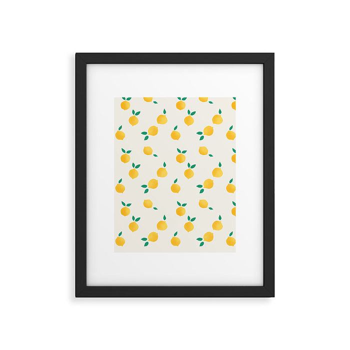 Sunny Mediterranean Lemon Pattern  Summer Coastal Vibes Framed Art Print Gallery Image 1