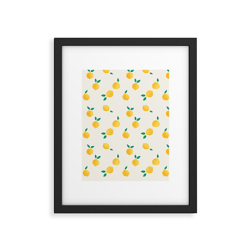 Sunny Mediterranean Lemon Pattern  Summer Coastal Vibes Framed Art Print Gallery Image 6