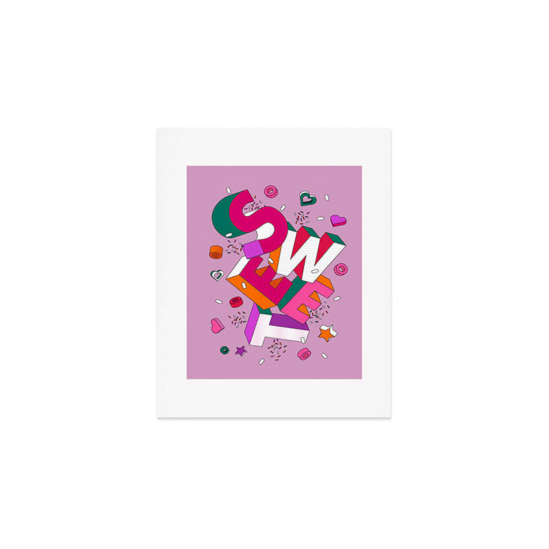 SWEET - colorful typography on pink Art Print Gallery Image 1