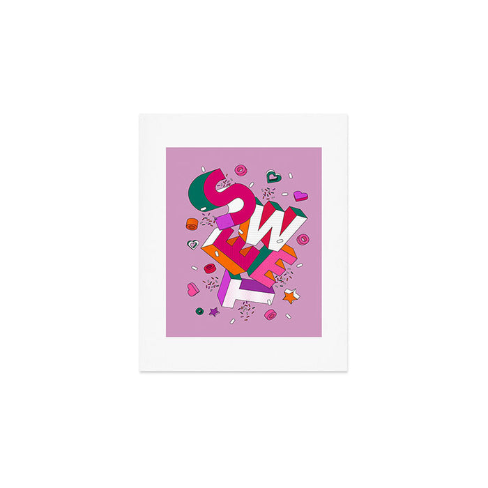 SWEET - colorful typography on pink Art Print Gallery Image 1