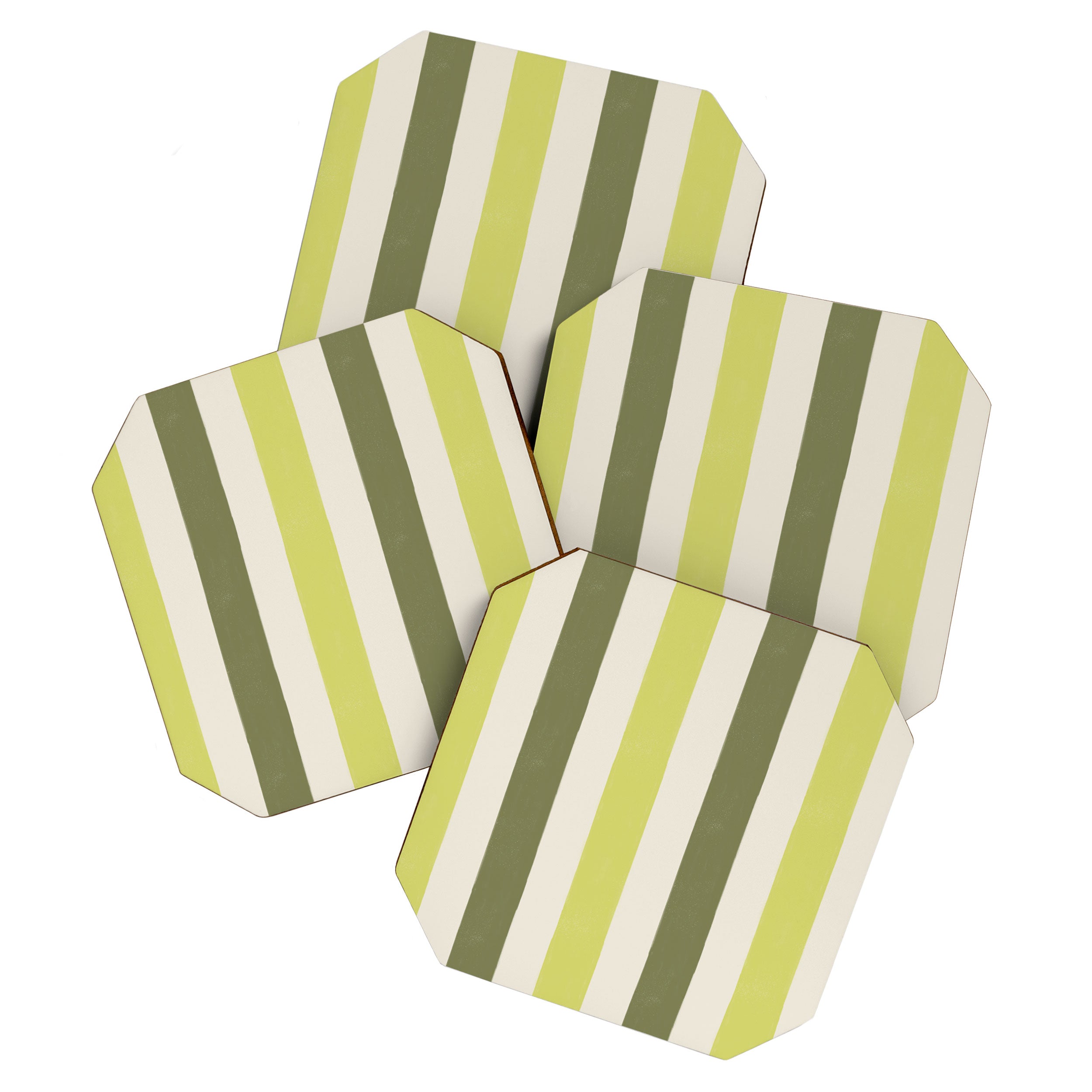 Textured Striped Pattern in Olive and Yellow Coaster Gallery Image 1