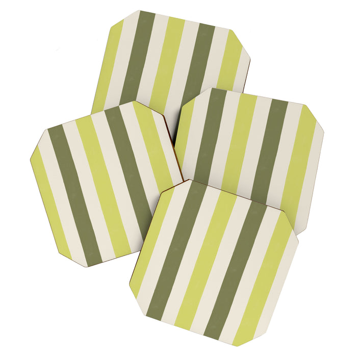 Textured Striped Pattern in Olive and Yellow Coaster Gallery Image 1