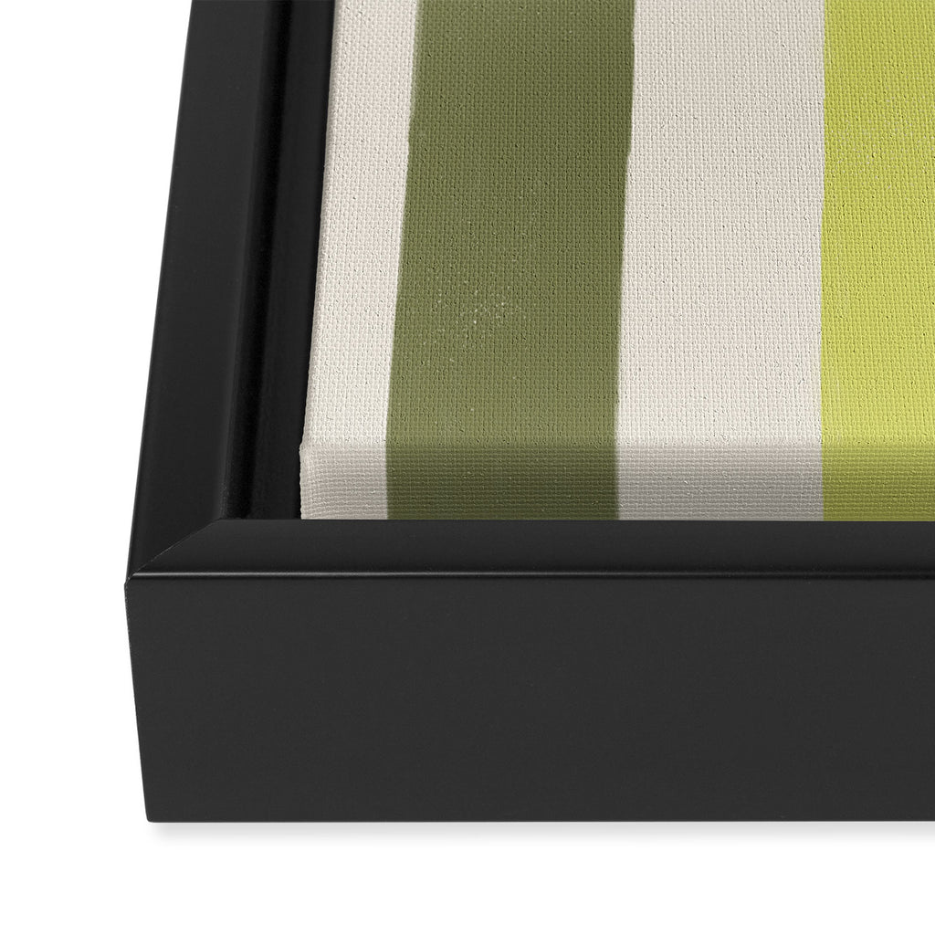 Textured Striped Pattern in Olive and Yellow Framed Canvas Print Gallery Image 3