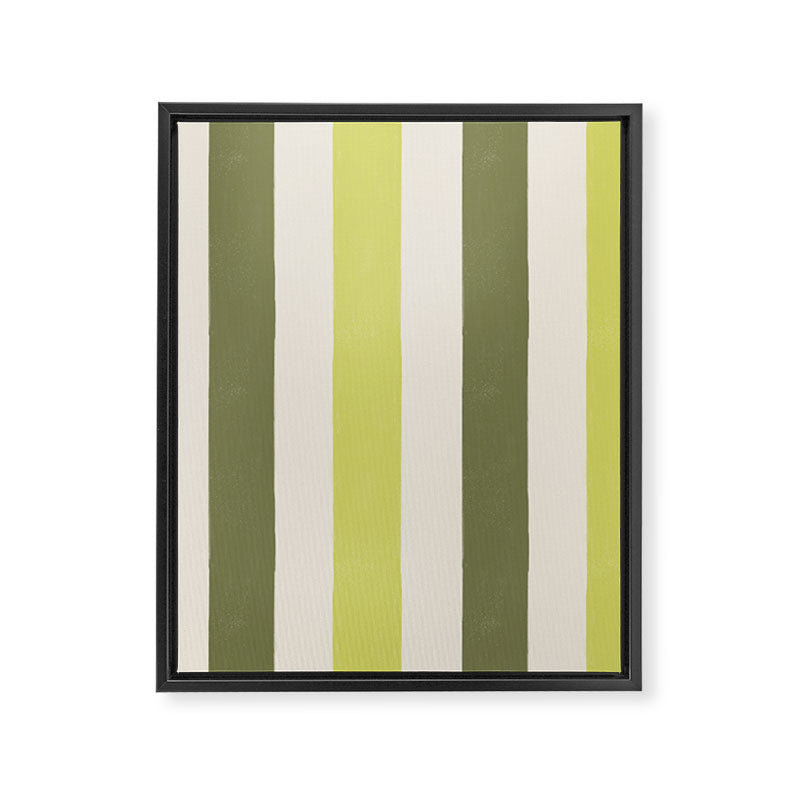 Textured Striped Pattern in Olive and Yellow Framed Canvas Print Gallery Image 8