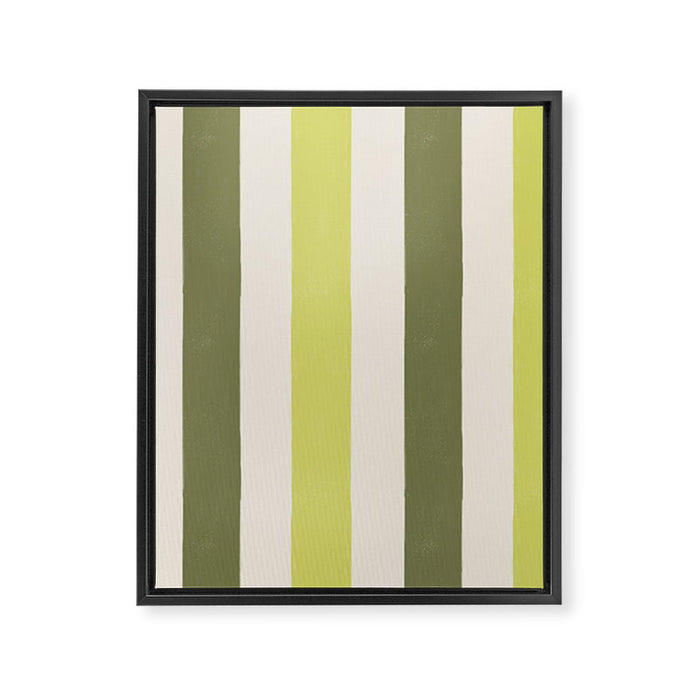 Textured Striped Pattern in Olive and Yellow Framed Canvas Print Gallery Image 1