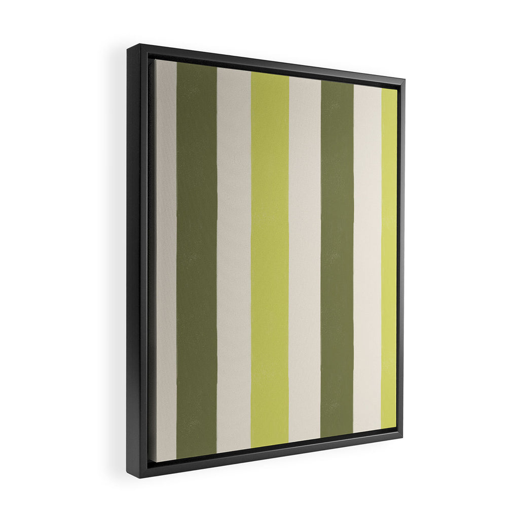Textured Striped Pattern in Olive and Yellow Framed Canvas Print Gallery Image 2