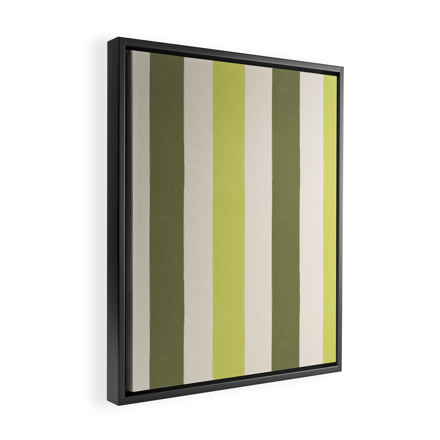 Textured Striped Pattern in Olive and Yellow Framed Canvas Print Gallery Image 2