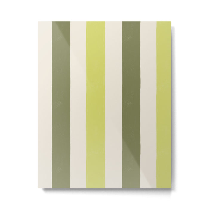 Textured Striped Pattern in Olive and Yellow Metal Print Gallery Image 1