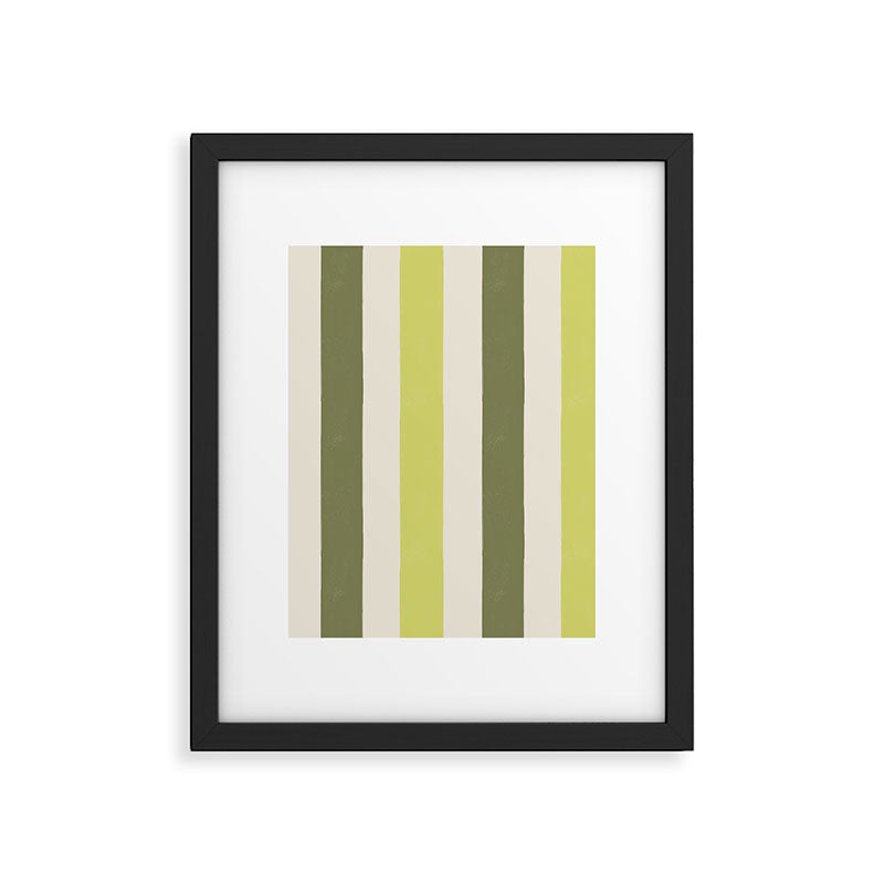 Textured Striped Pattern in Olive and Yellow Framed Art Print Gallery Image 6