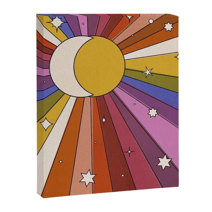The Sun and the Moon - retro abstract Canvas Print Gallery Image 1