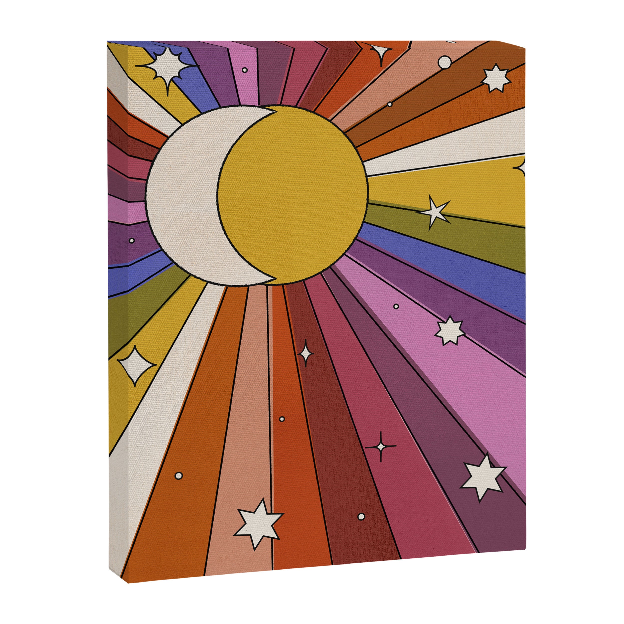 The Sun and the Moon - retro abstract Canvas Print Gallery Image 8
