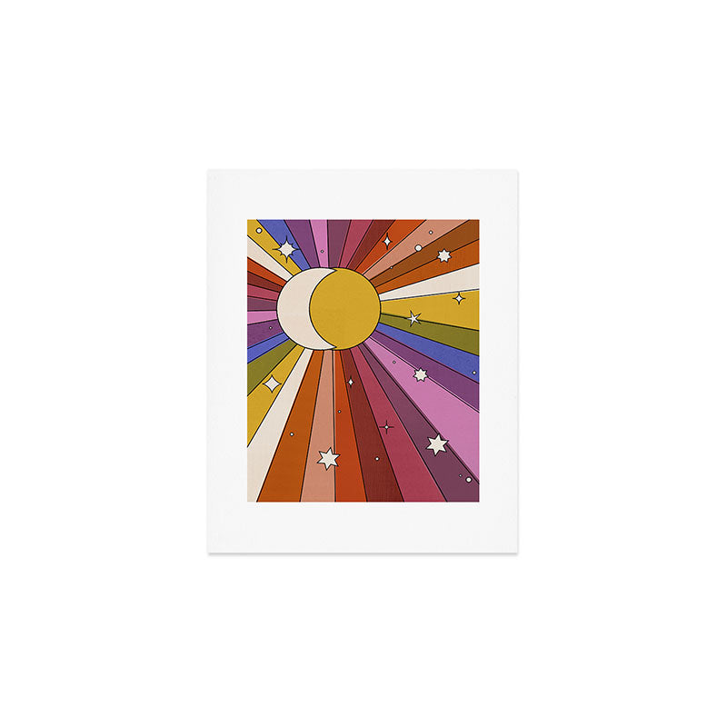 The Sun and the Moon - retro abstract Art Print Gallery Image 1