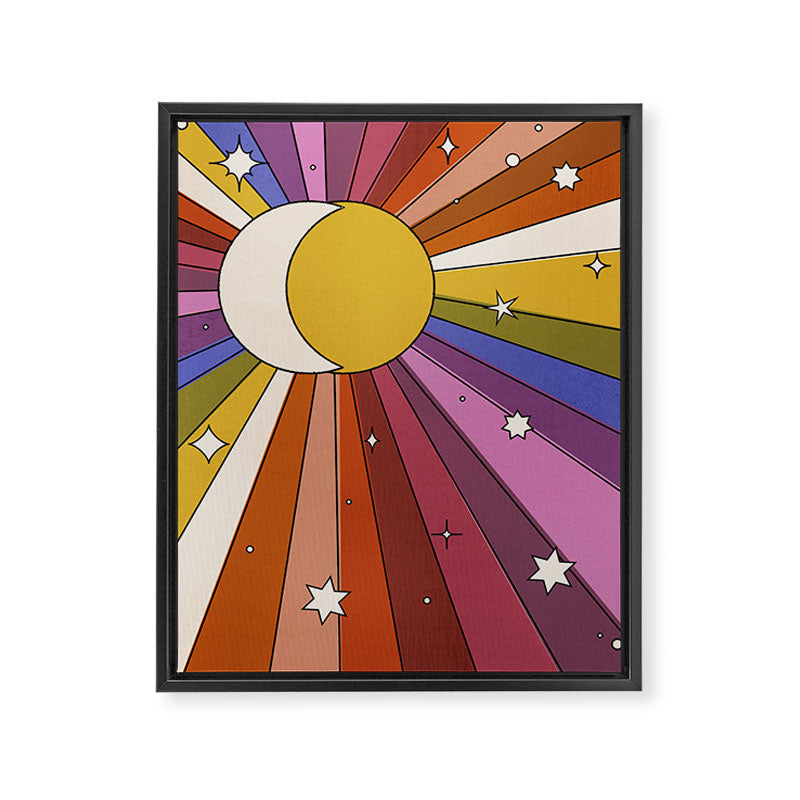 The Sun and the Moon - retro abstract Framed Canvas Print Gallery Image 8