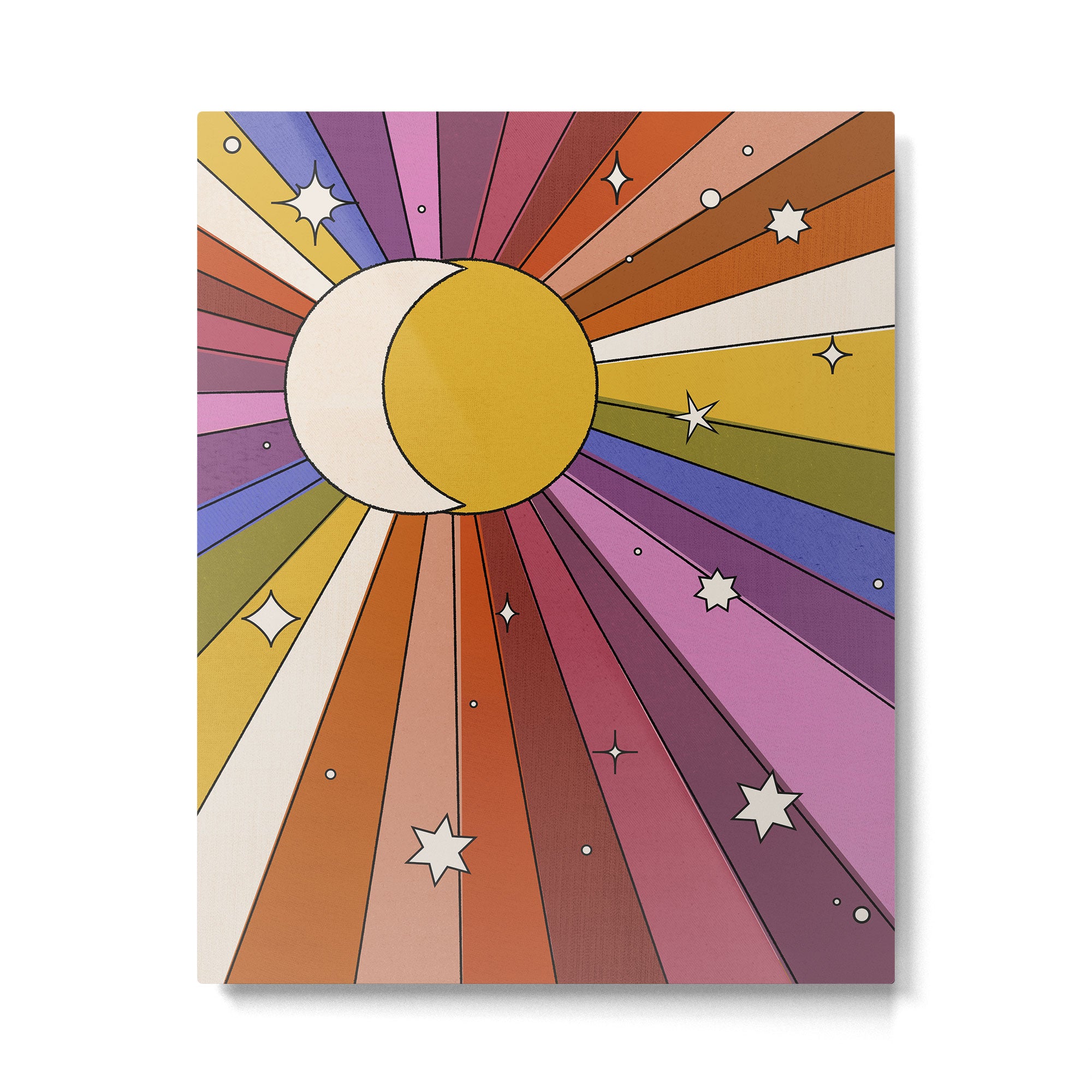 The Sun and the Moon - retro abstract Metal Print Gallery Image 6
