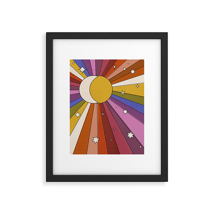 The Sun and the Moon - retro abstract Framed Art Print Gallery Image 1