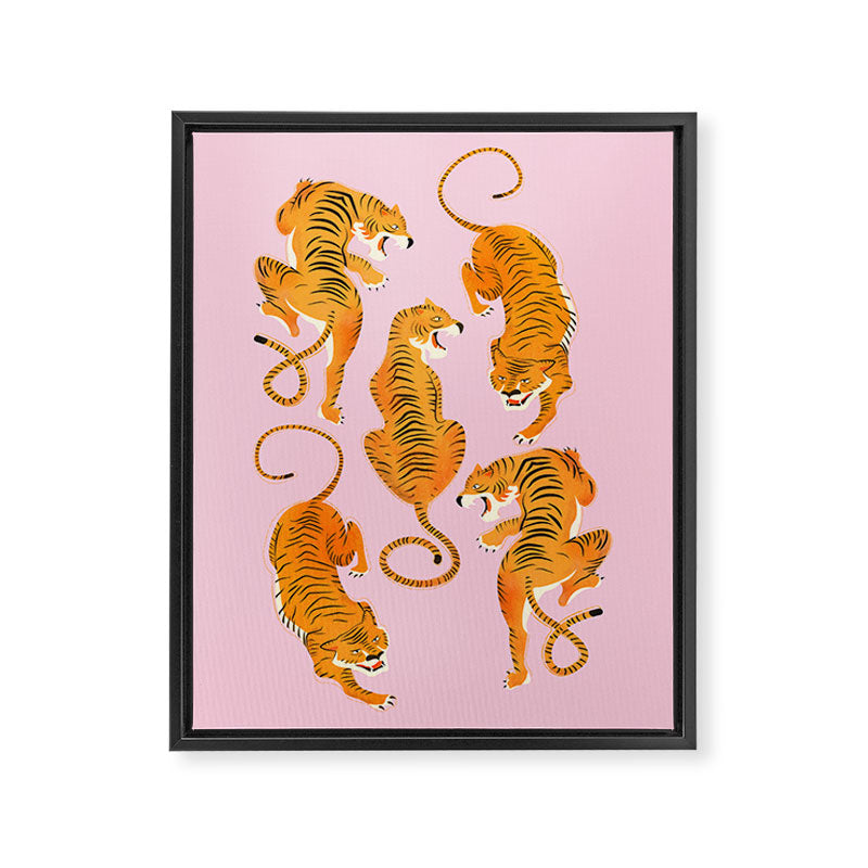 Three fierce tigers Framed Canvas Print Gallery Image 8