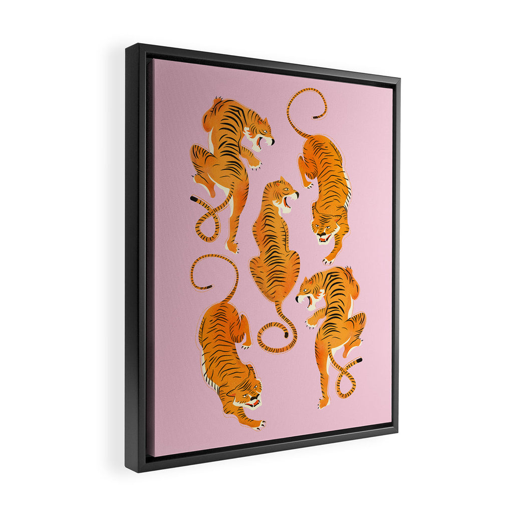 Three fierce tigers Framed Canvas Print Gallery Image 2