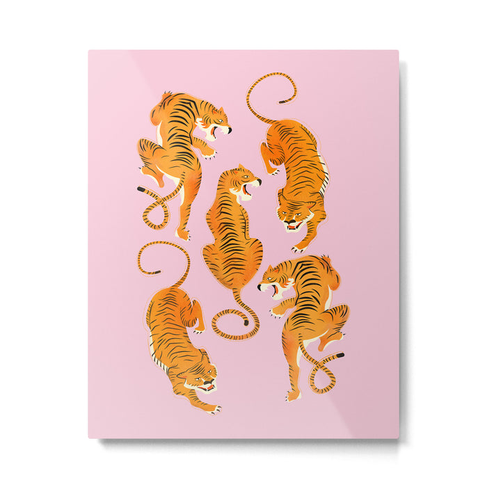Three fierce tigers Metal Print Gallery Image 1