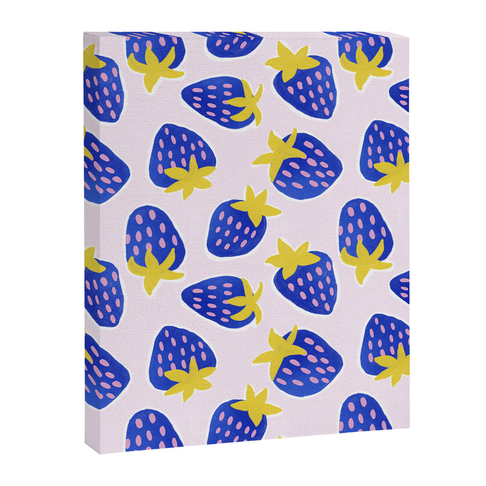 Vibrant Blue Strawberry Pattern Canvas Print Gallery Image 1