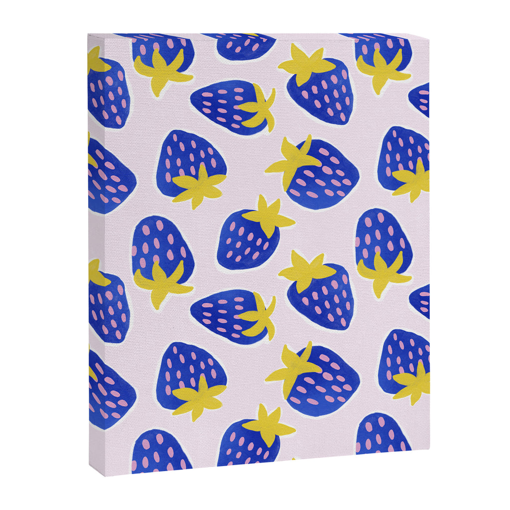 Vibrant Blue Strawberry Pattern Canvas Print Gallery Image 8