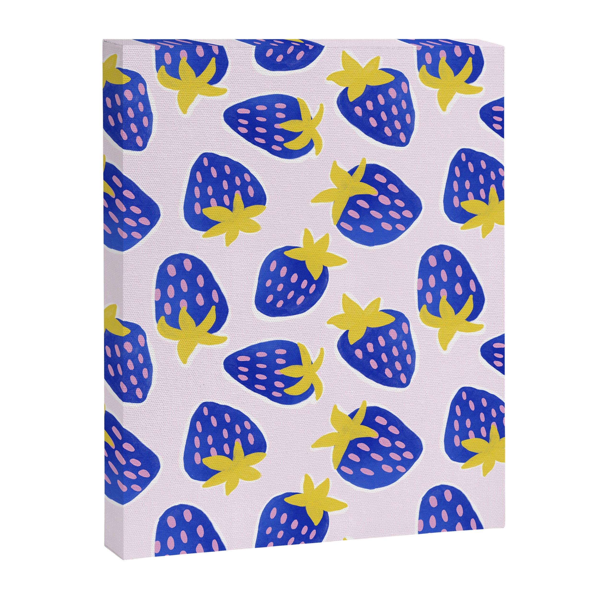 Vibrant Blue Strawberry Pattern Canvas Print Gallery Image 8