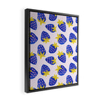 Vibrant Blue Strawberry Pattern Framed Canvas Print Gallery Image 2