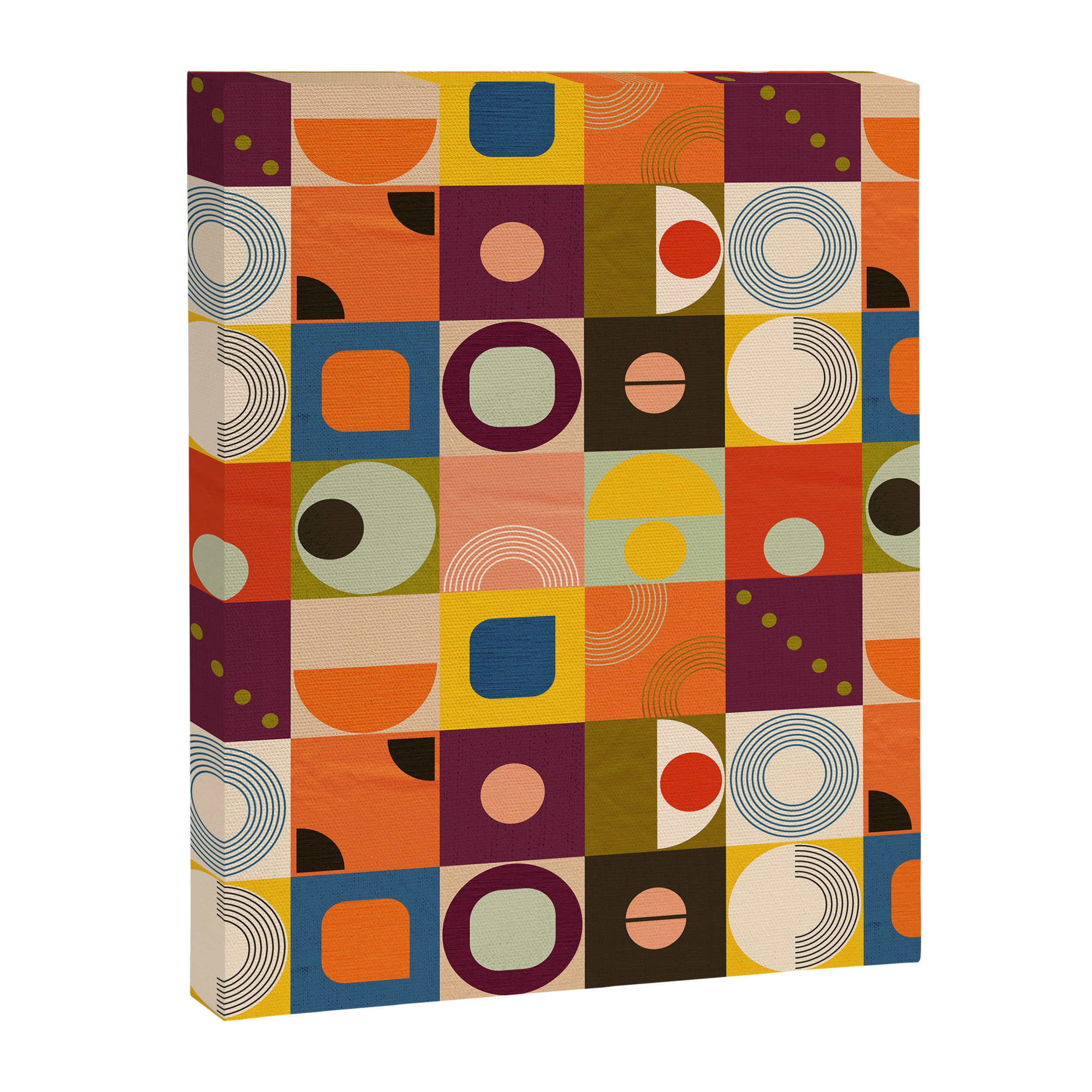 Vibrant Geometric Squares and Circles Pattern - Modern Craft Canvas Print Gallery Image 8