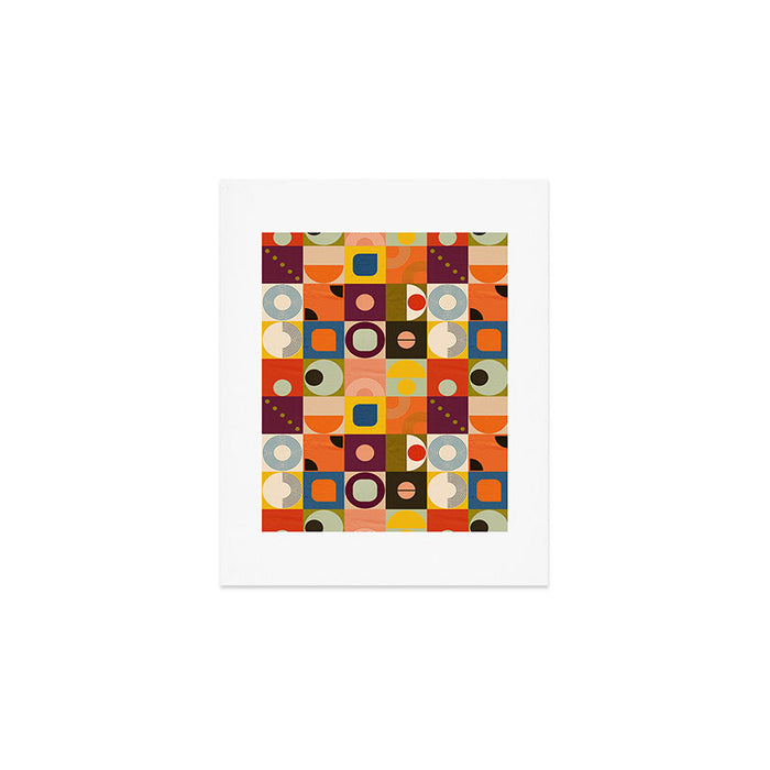 Vibrant Geometric Squares and Circles Pattern - Modern Craft Art Print Gallery Image 1