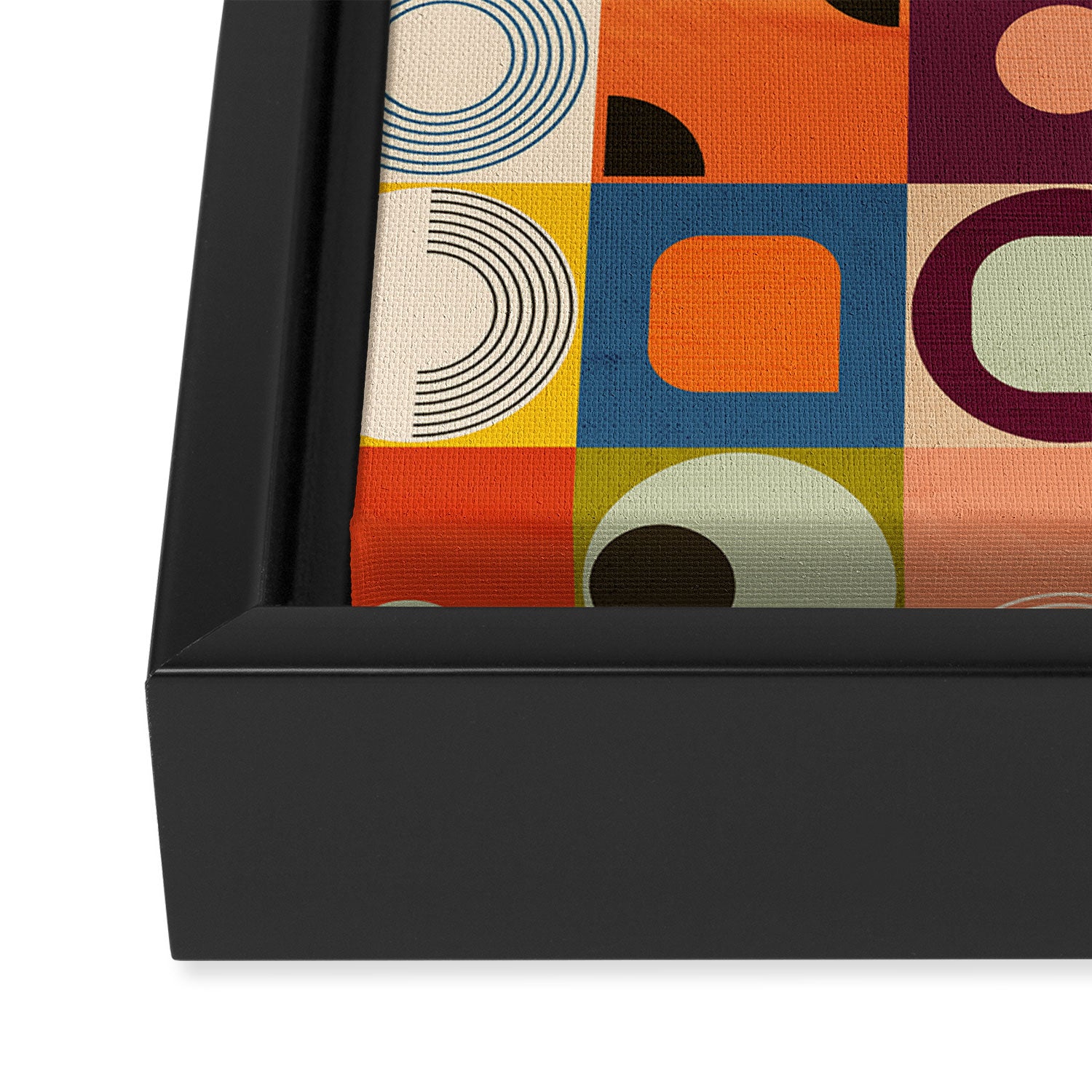 Vibrant Geometric Squares and Circles Pattern - Modern Craft Framed Canvas Print Gallery Image 3